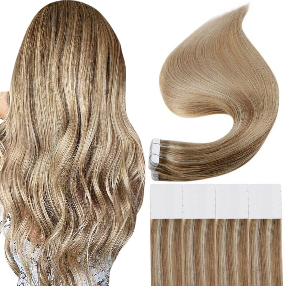 Tape in Hair Extensions 100% remy Human Hair Balayage (#10/16/16)