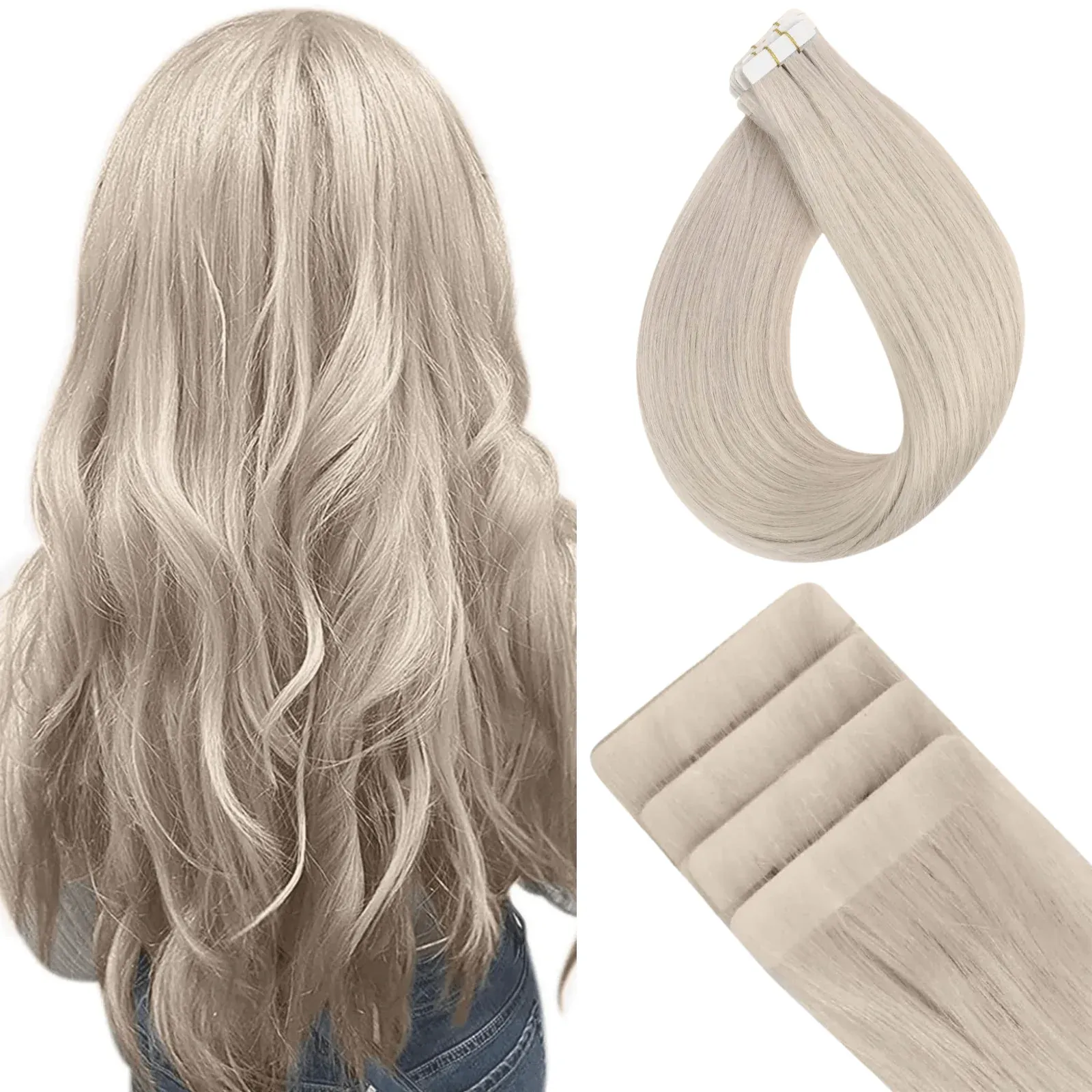 Virgin Injection Tape in Hair Extensions Platinum Blonde #1000