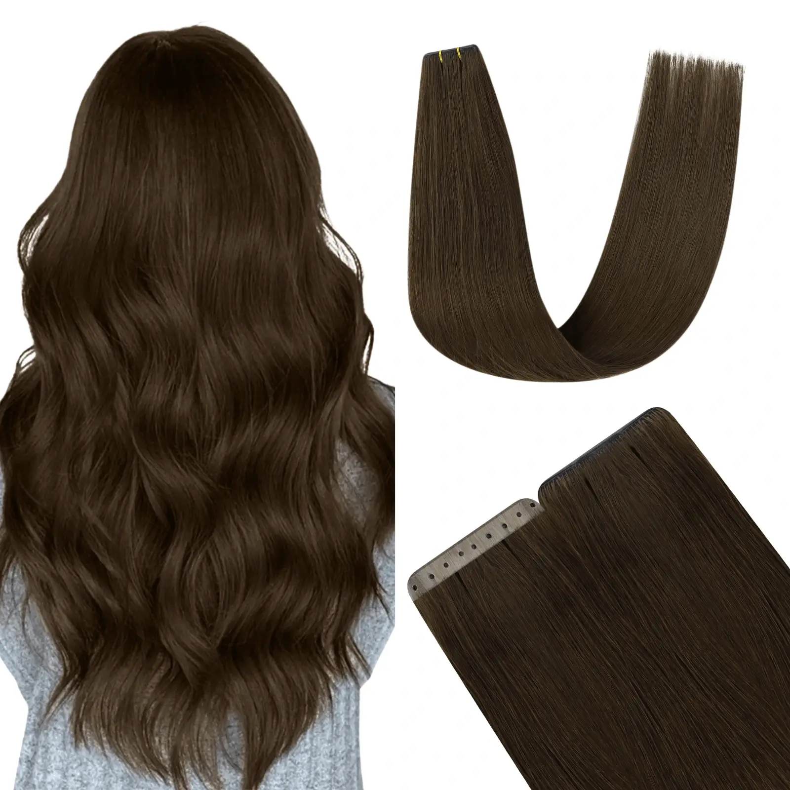 Virgin XO Invisible Weft Butterfly Weft Extensions Medium Brown #4